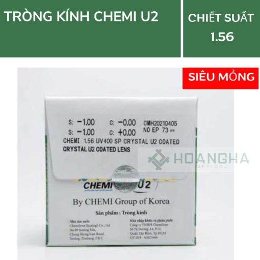 Tròng kính Chemi U2 Crystal 1.56 SP