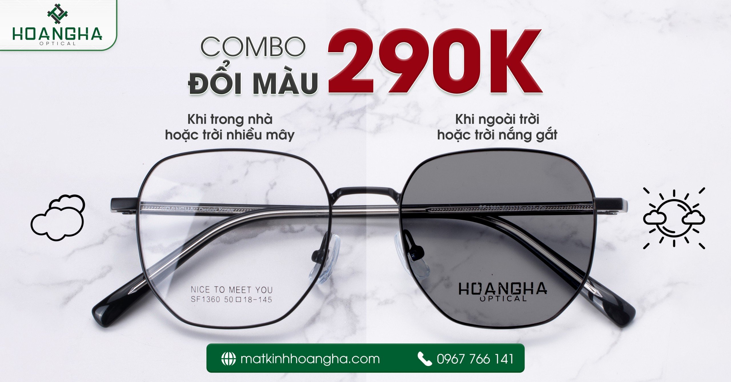 Combo kính đổi màu chống ánh sáng xanh
